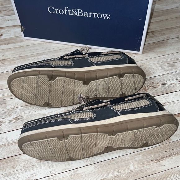 Croft & Barrow Connor Navy Boat Shoes Core Technology EUC Leather - Picture 12 of 14
